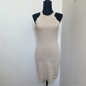 Sincerely Jules Bodycon Ribbed Dress Beige Dress Large NWT
